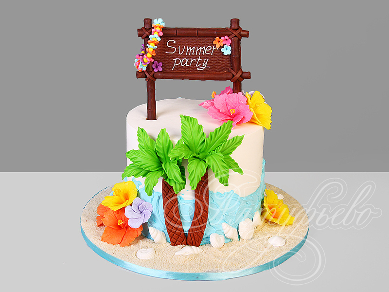 Торт для девушек с морем и пальмами