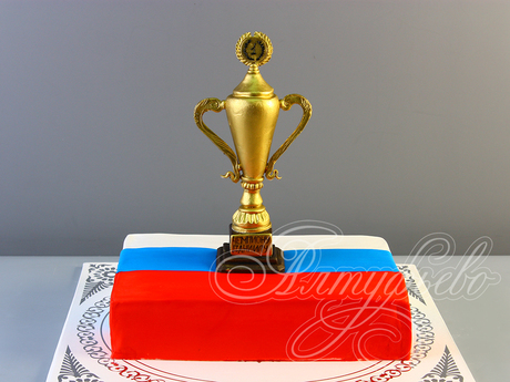 Торт с российским флагом и кубком