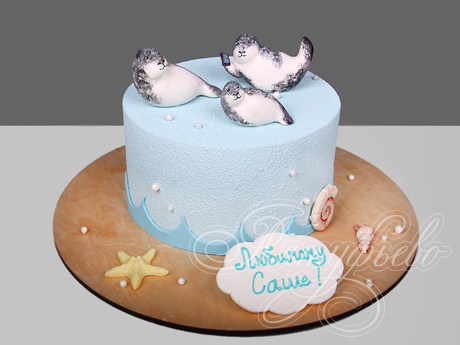 Торт с тюленями на 6 лет