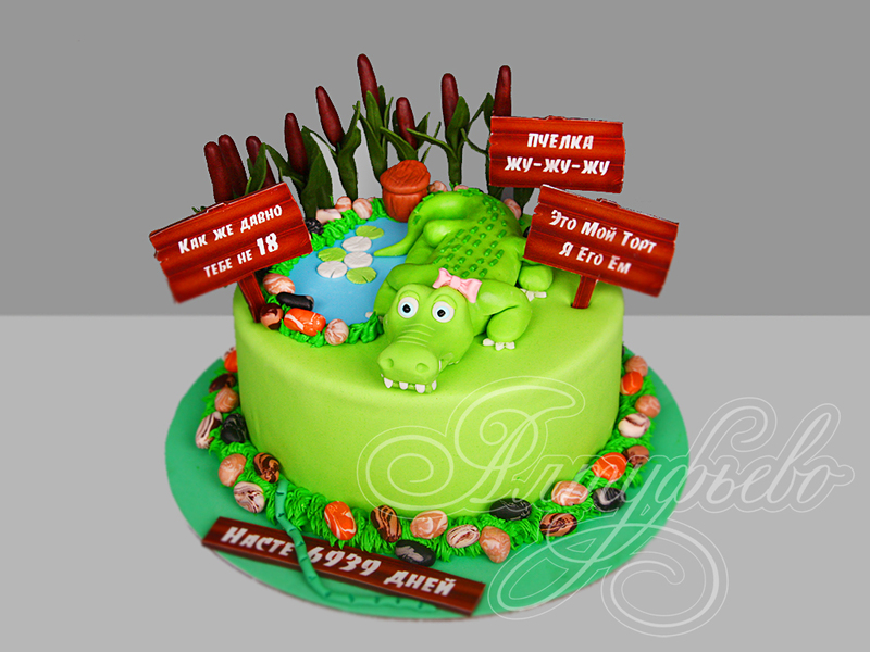 Юморной торт с крокодилом для девушки
