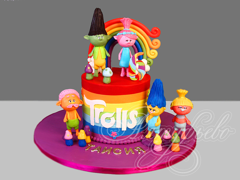 Детский торт на 6 лет для девочки в день рождения одноярусный с мастикой