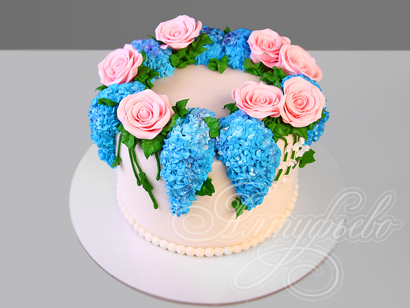 Торт бабушкам одноярусный с цветами