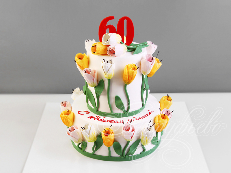 Торт с Тюльпанами на юбилей 01025820