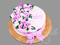 Торт с бело-сиреневыми розами и бантом