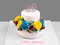 Юбилейный торт с желтыми и синими розами