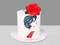 Торт с портретом девушки и красной розой