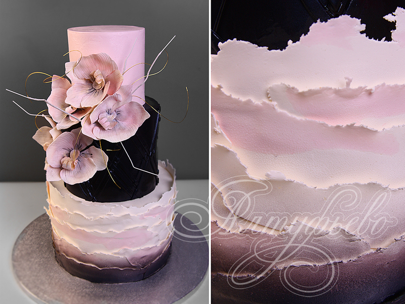 Торт с розовыми орхидеями 1007520