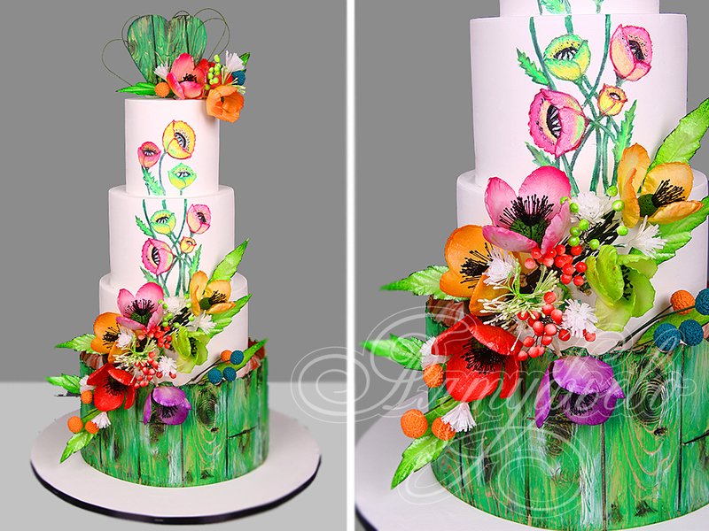 Торт "Краски лета" с полевыми цветами