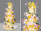 Желтый торт с яркими цветами и бабочками