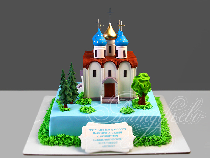 Торт на Пасху в виде Православного Храма одноярусный