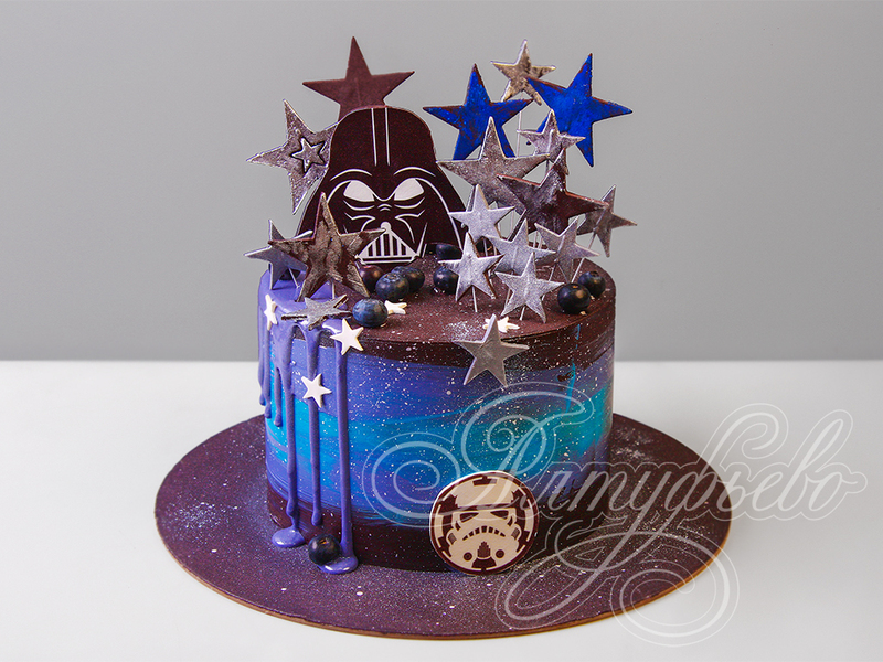 Торт мальчикам космос и планеты в день рождения одноярусный с мастикой